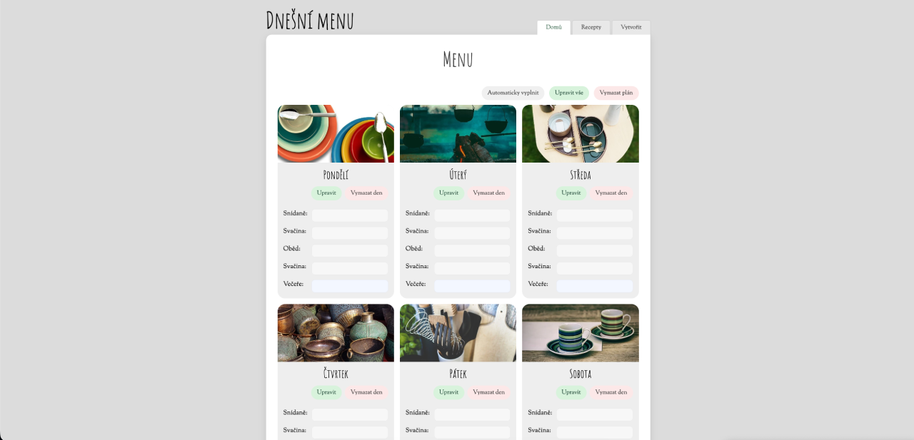 Náhled projektu Dnešní menu